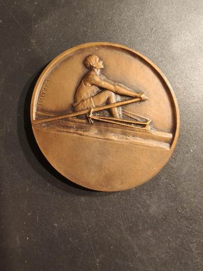 老王徽章第187期 - 法国划船竞赛主题大铜章    直径50mm    重量58.4g