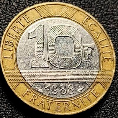 泉币菌-第210场-拍品多 请提前出价 - 1988年 法国10法郎双色币 天使 小飞人 自由保护神 23mm 入欧前末版币 绝版币  