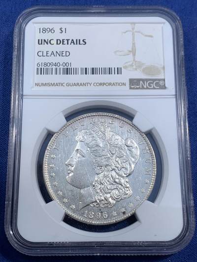 《竞宝斋》第470场 周日，周一，周二 3场连拍 （全场包邮）欢迎送拍 - NGC UNCD 美国1896年摩根银币 底板质感不错