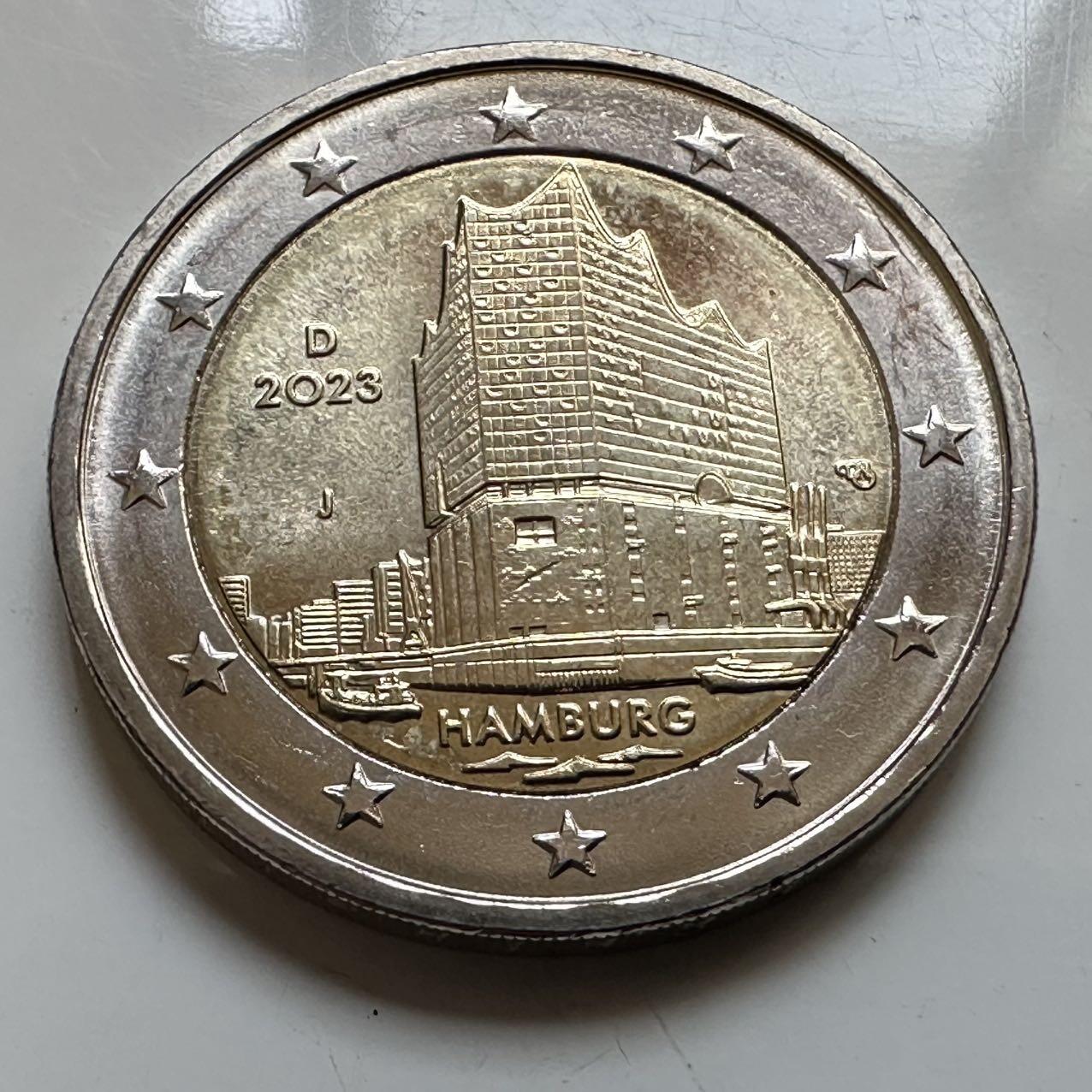 🌹外币初藏🌹🐯2026年第29场   欧元纪念币 接代拍 德国 2023年 汉堡州 2欧元双色纪念币