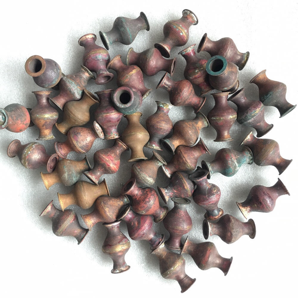       01c出口创汇时期紫铜小花瓶1对2个真品如图老铜器旧藏文玩艺术收藏