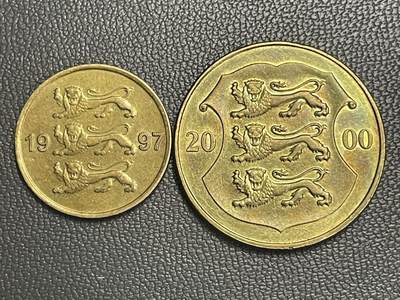 回流0315 - 爱沙尼亚10分（Senti）与1克朗（Kroon）国徽三狮纹章