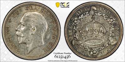 万国钱币拍卖第062期 - PCGS PR65 1927年英国乔治五世花冠克朗 发行量仅15000枚 BU难度不小 原味天鹅绒五彩环绕一步到位的典藏级品质
