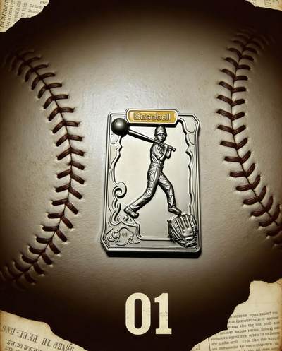 CSIS-GREAT评级精品钱币拍卖第三百四十四期 - 西瓜太郎2025年世界首部棒球规则诞生180周年卡牌型仿古长方形异形高浮雕彩色锌合金纪念章陨石版 发行量10枚