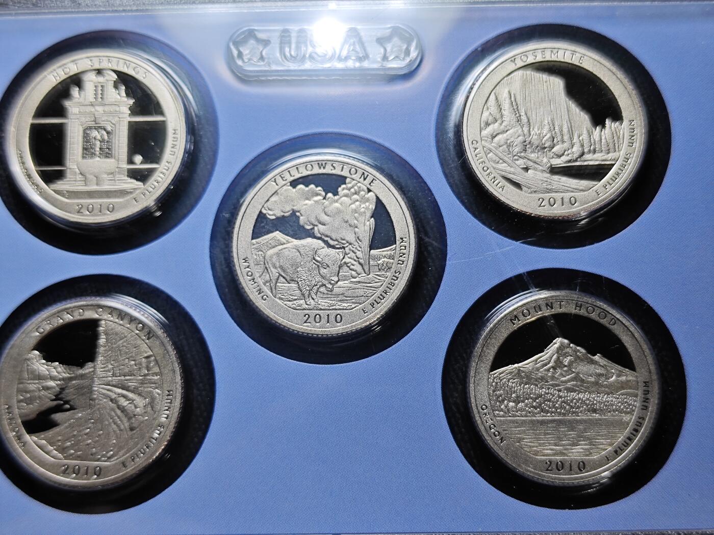 KK钱币收藏小铺   套币专场 2月预留时间 周末发货  美国25分公园精制纪念套币