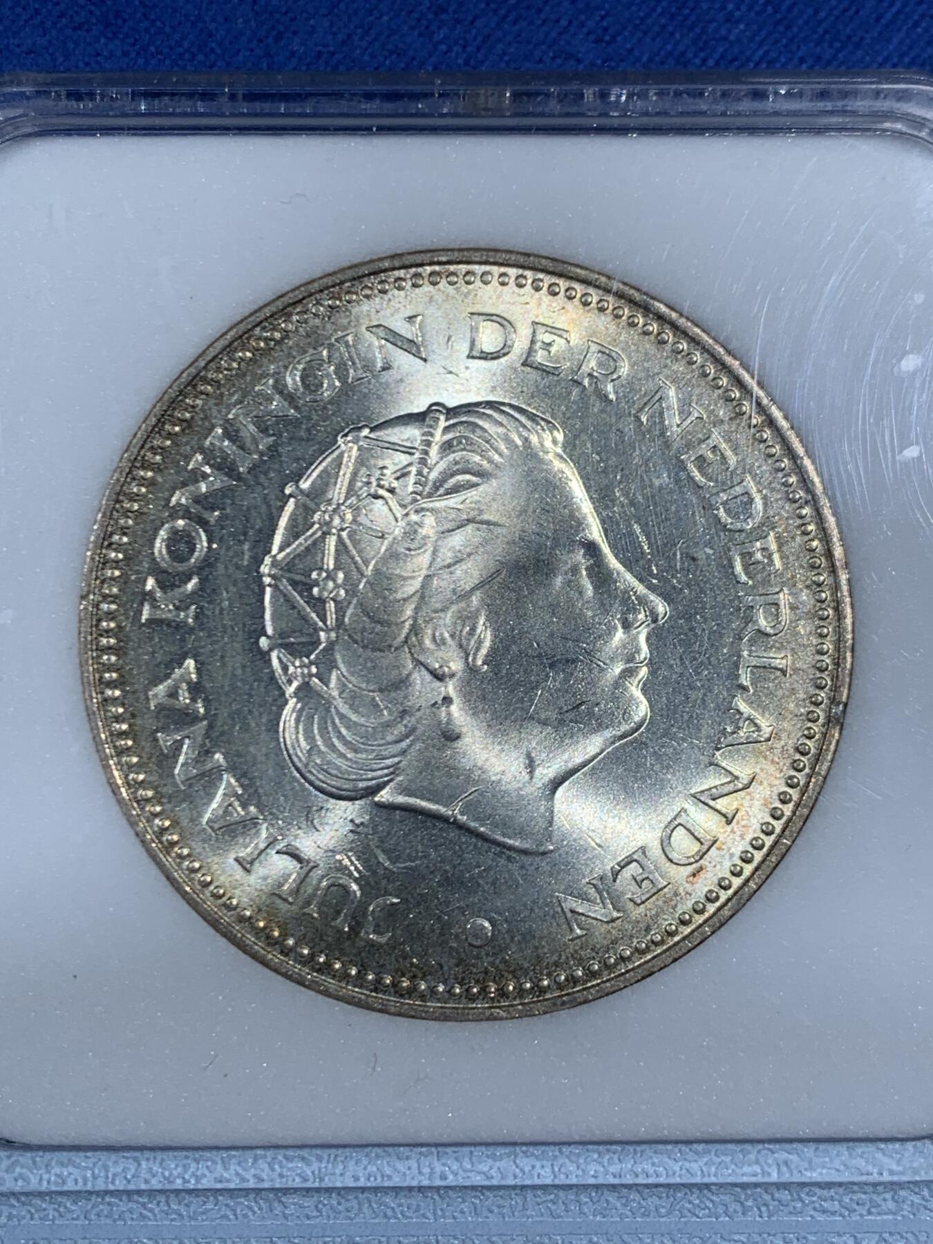 《竞宝斋》第470场 周日，周一，周二 3场连拍 （全场包邮）欢迎送拍 NNC MS64 1970年荷兰解放25年周年10盾纪念银币