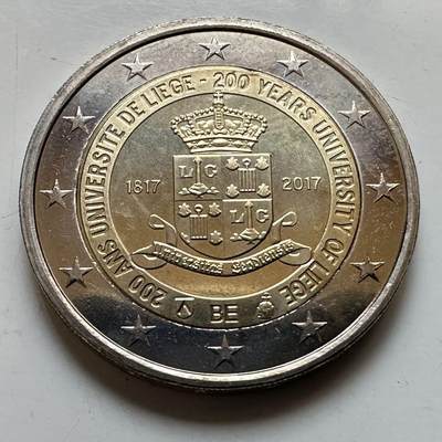 🌹外币初藏🌹🐯2026年第29场   欧元纪念币 接代拍 - 比利时 2017年 列日大学建校200周年 2欧元双色纪念币