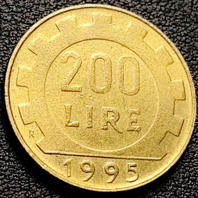 泉币菌-第210场-拍品多 请提前出价 - 意大利1995年200里拉 丰收女神 齿轮 铝青铜币 外国硬币 24mm 