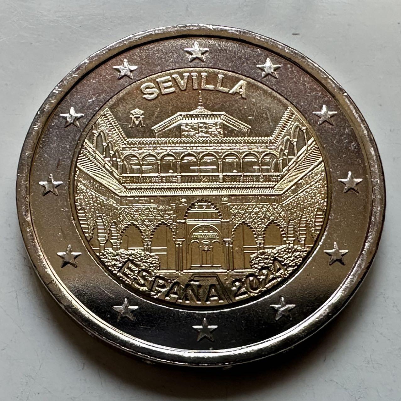 🌹外币初藏🌹🐯2026年第29场   欧元纪念币 接代拍 西班牙 2024年 塞维利亚阿尔卡萨尔宫 2欧元双色纪念币