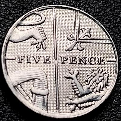 泉币菌-第210场-拍品多 请提前出价 - 皇家盾牌拼图 英国5便士铜镍币 18.0毫米 3.25克 女王