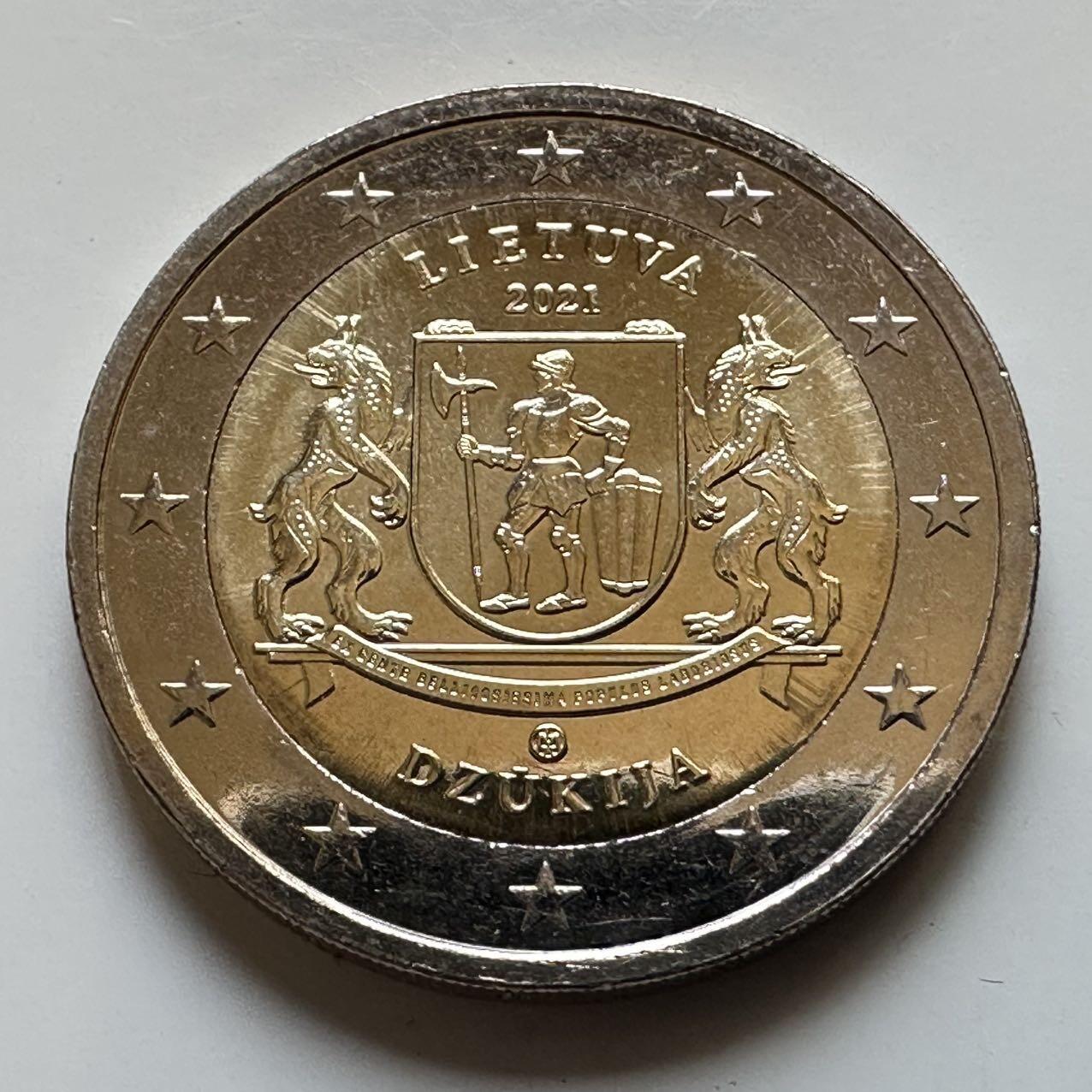 🌹外币初藏🌹🐯2026年第29场   欧元纪念币 接代拍 立陶宛 2021年 祖基亞民族地区 2欧元双色纪念币