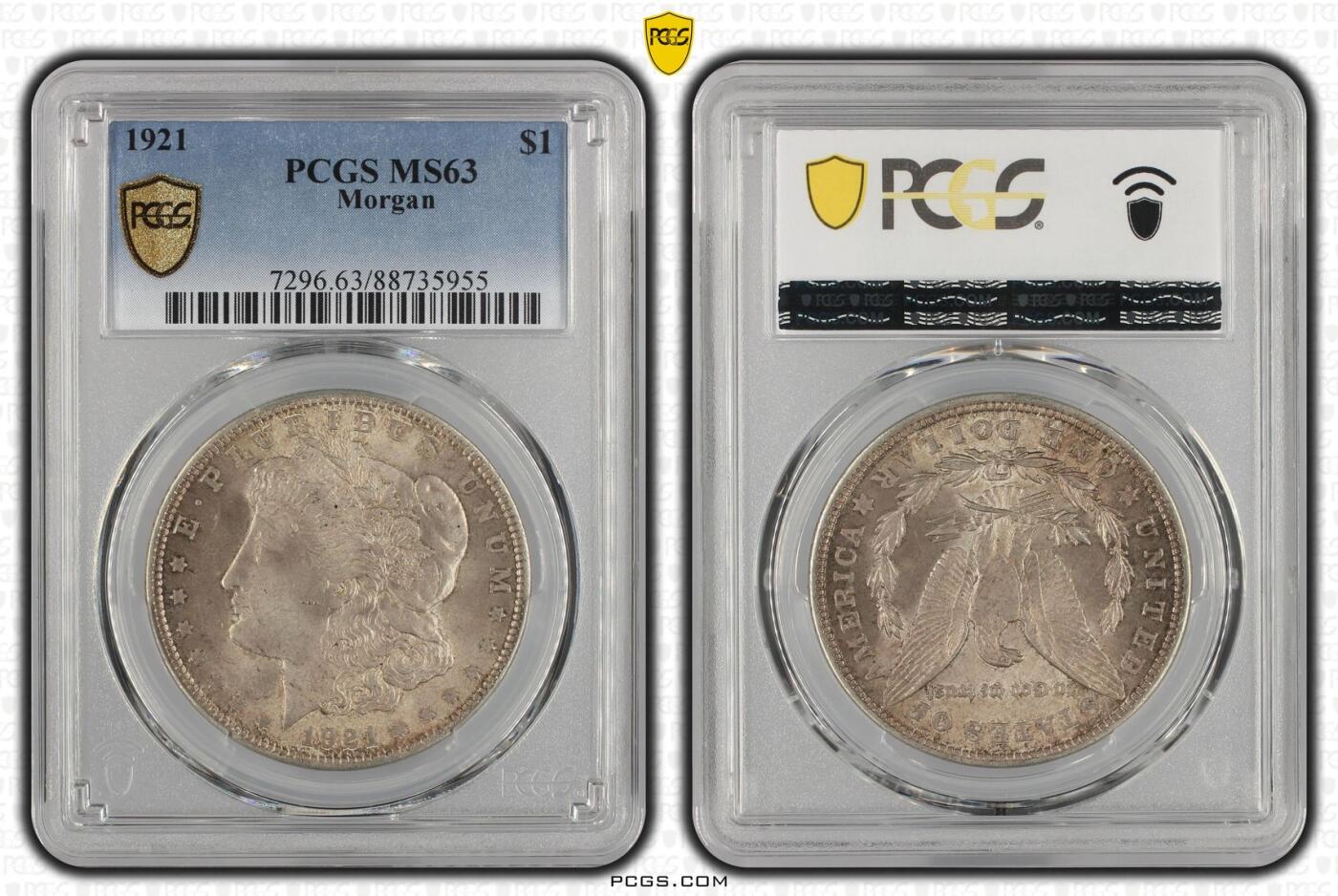 1921美国摩根pcgs63分满彩