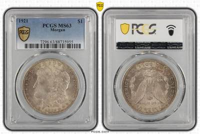 1921美国摩根pcgs63分满彩 - 1921美国摩根pcgs63分满彩