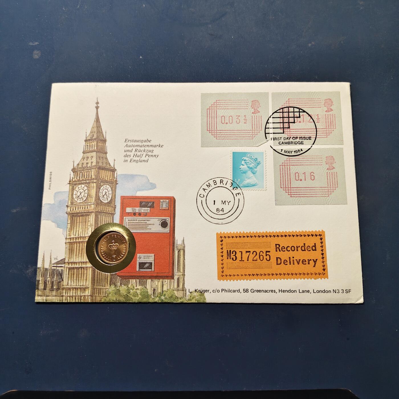 【全场包邮】纯粹捡漏拍512场 【邮币封】英国1984年5月1日发行创新电子邮票纪念邮币封