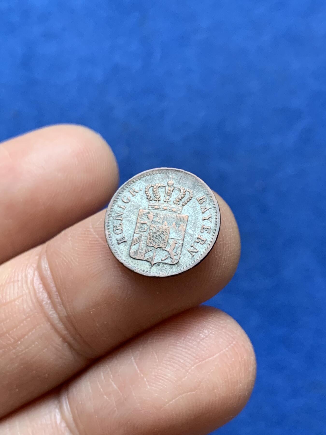 《竞宝斋》第470场 周日，周一，周二 3场连拍 （全场包邮）欢迎送拍 德国巴伐利亚1855年1K小银币 Billon材质