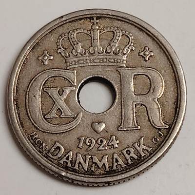 布加迪🐬～世界钱币(上海)🌾第 281 期 /  各国套币和散币 - 丹麦🇩🇰 1924年 10奥尔