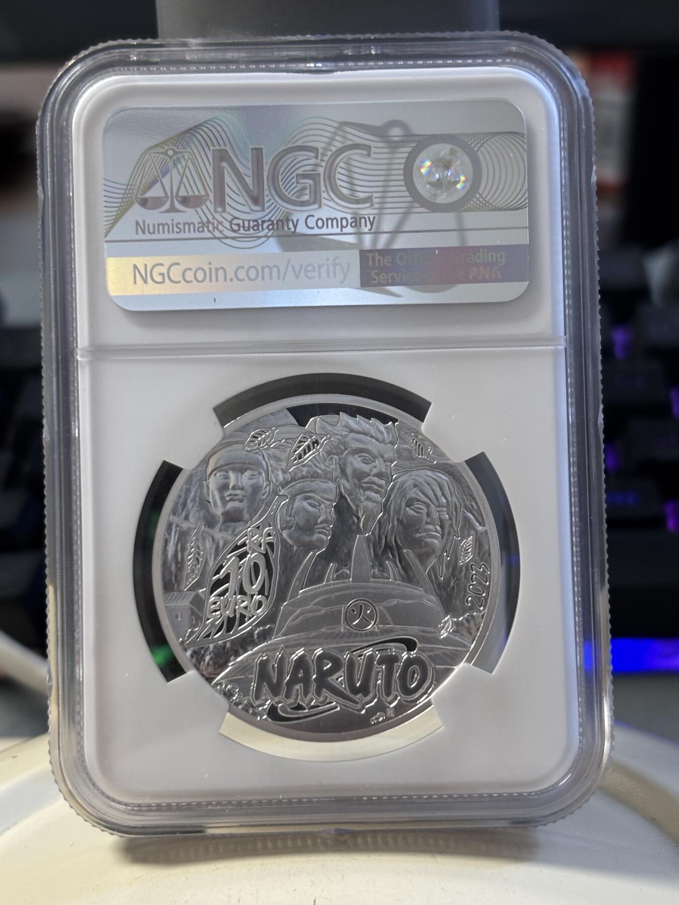 第194期拍卖 法国2023年卡通片火影忍者10欧纪念银币NGC-PF70，999银，22.2克，发行5000枚