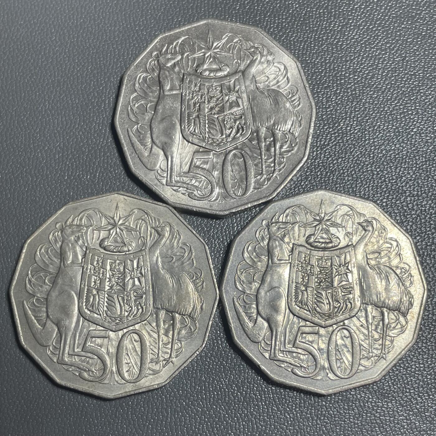 回流0315 澳大利亚50分3枚 花冠女王/国徽