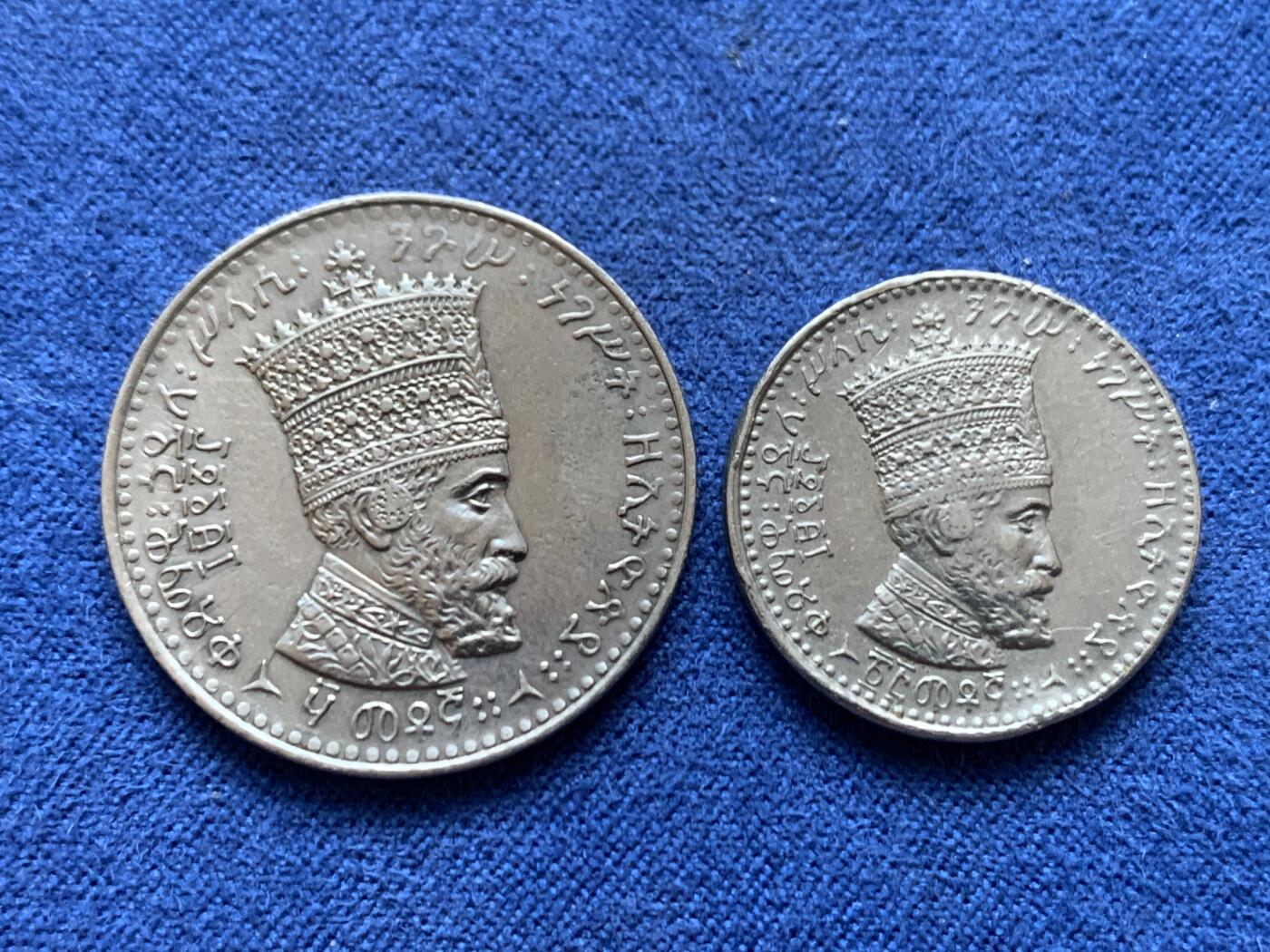 《竞宝斋》第470场 周日，周一，周二 3场连拍 （全场包邮）欢迎送拍 两枚一组 埃塞俄比亚1931年25、50M