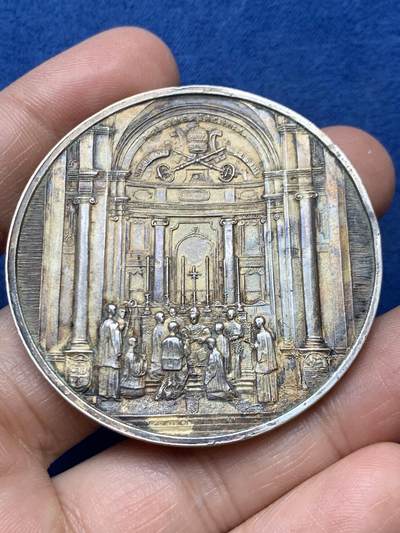 《竞宝斋》第470场 周日，周一，周二 3场连拍 （全场包邮）欢迎送拍 - 教皇庇护十世教皇训令纪念银章 47.6克 51.8mm