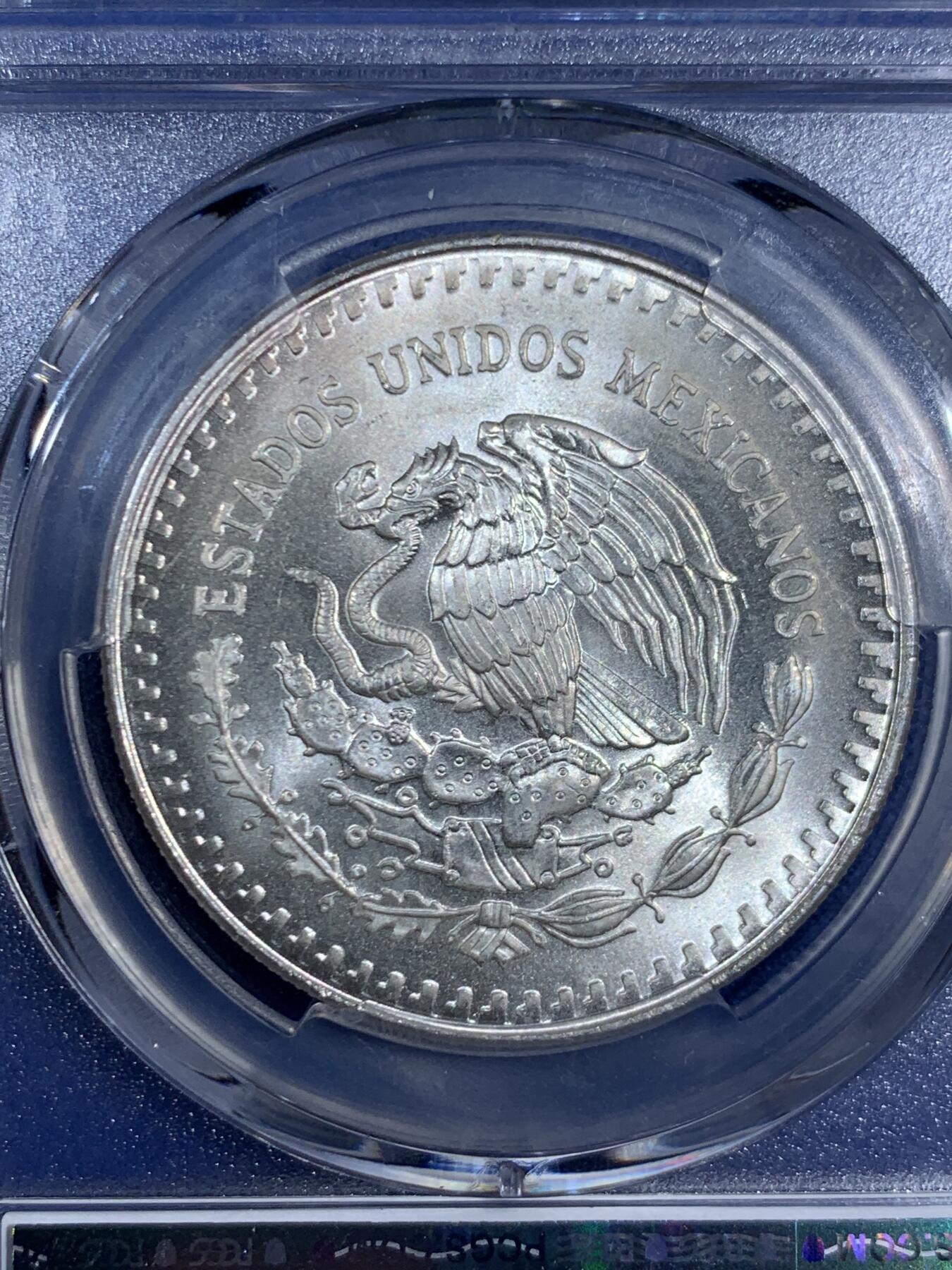 《竞宝斋》第470场 周日，周一，周二 3场连拍 （全场包邮）欢迎送拍 PCGS MS65 墨西哥 1990年 1盎司 自由女神银币 世界主流投资银币之一 老版币面已绝版