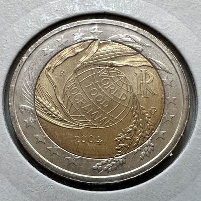 🌹外币初藏🌹🐯2026年第29场   欧元纪念币 接代拍 - 意大利 2004年 世界粮食计划署 2欧元双色纪念币