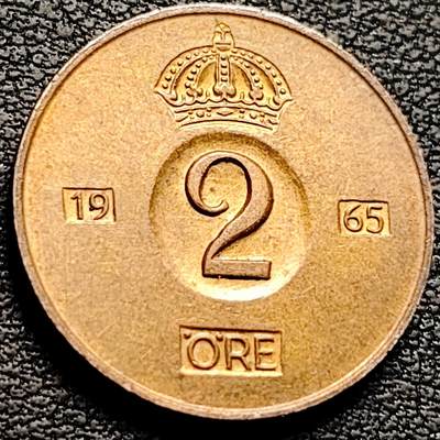 泉币菌-第210场-拍品多 请提前出价 - 1965年 挪威2欧尔铜币 皇冠