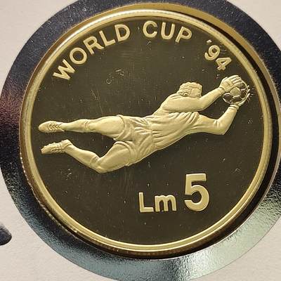 【全场包邮】纯粹捡漏拍513场 - 【银币·邮币封】马耳他1994年5里拉美国世界杯精制克朗型纪念银币邮币封【38.61毫米31.47克92.5%】