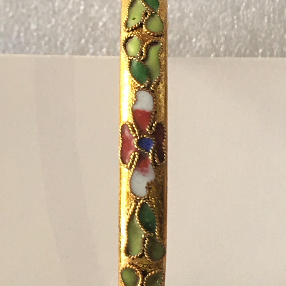     出口创汇时期景泰蓝铜胎掐丝珐琅镀金色花丝观赏手镯1只原版真品如图库存旧藏文玩艺术收藏