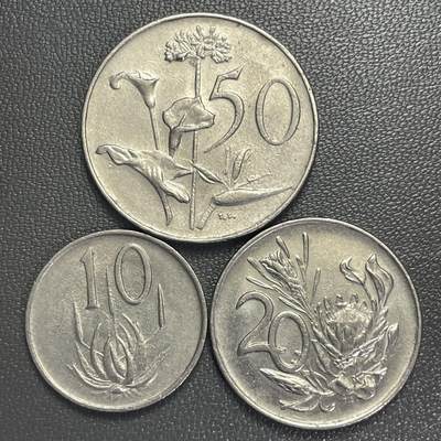 回流0315 - 南非共和国时期的十进制流通硬币，属于南非兰特第二版植物主题系列（1965–1990年），正面设计反映了南非殖民历史，背面则以本土植物象征国家自然遗产