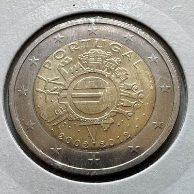 🌹外币初藏🌹🐯2026年第29场   欧元纪念币 接代拍 - 葡萄牙 2012年 欧元流通10周年 2欧元双色纪念币