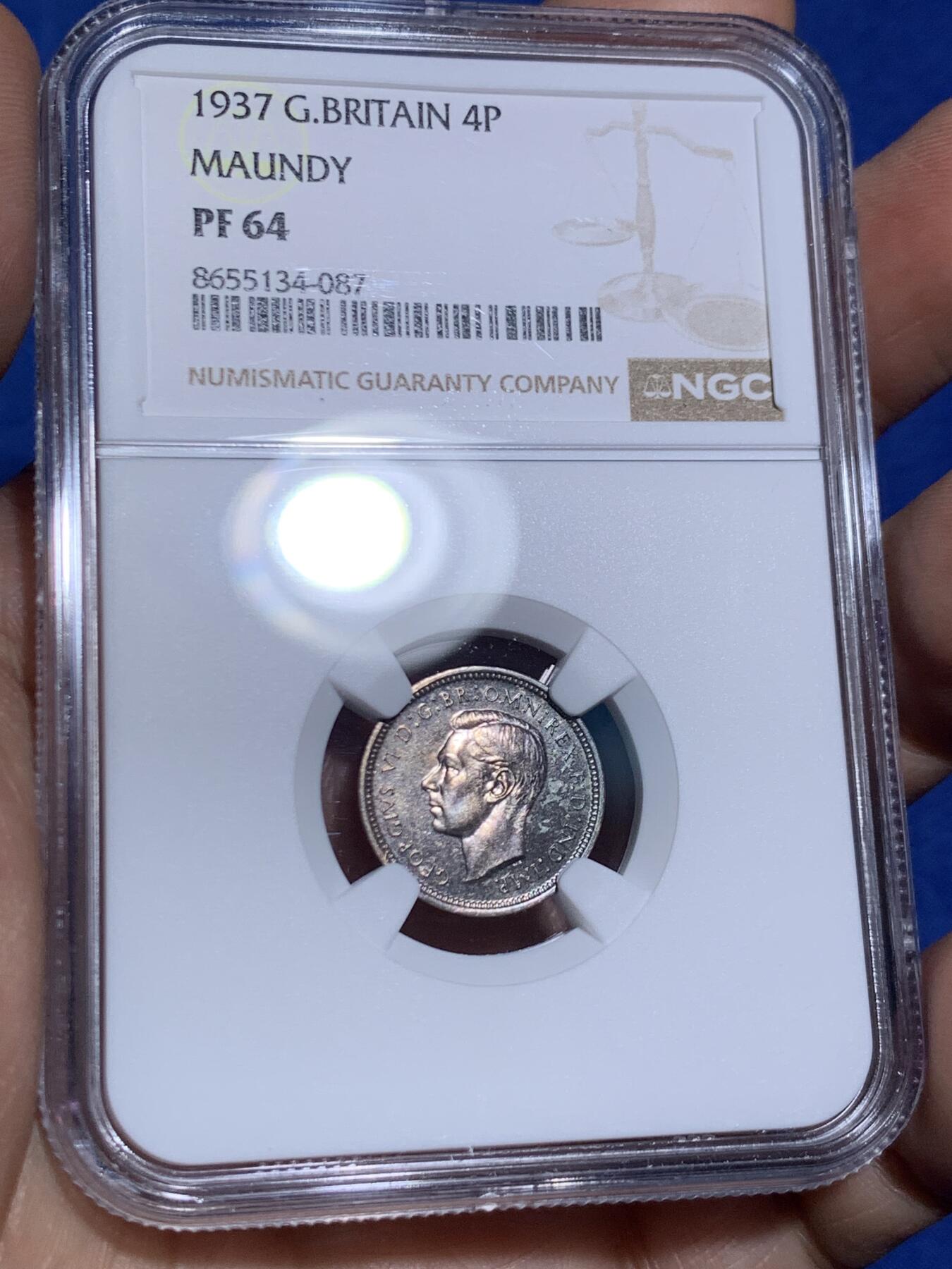 《竞宝斋》第470场 周日，周一，周二 3场连拍 （全场包邮）欢迎送拍 四枚一组 NGC PF64-66 英国1937年乔治六世精制濯足银币一套