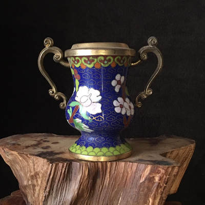        01c出口创汇时期景泰蓝铜胎掐丝珐琅双耳牡丹花瓶1个真品如图库存旧藏文玩艺术收藏 -        01c出口创汇时期景泰蓝铜胎掐丝珐琅双耳牡丹花瓶1个真品如图库存旧藏文玩艺术收藏