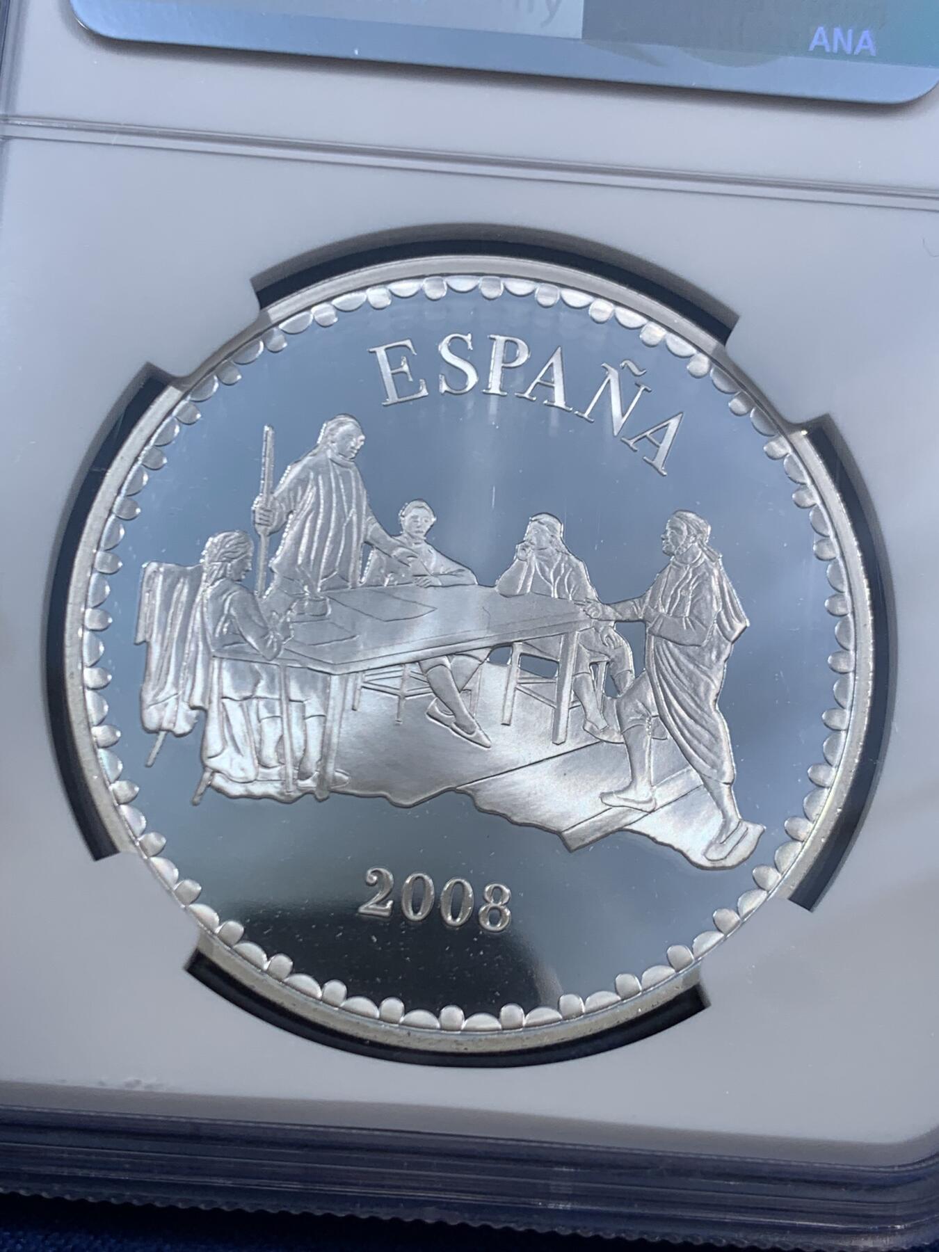 《竞宝斋》第470场 周日，周一，周二 3场连拍 （全场包邮）欢迎送拍 NGC PF68UC 西班牙2008年保卫国家战役胜利双面主题10欧精制纪念银币（27克，925银，币径40MM，限量发行12000枚，西班牙历史上反法战争纪念题材）