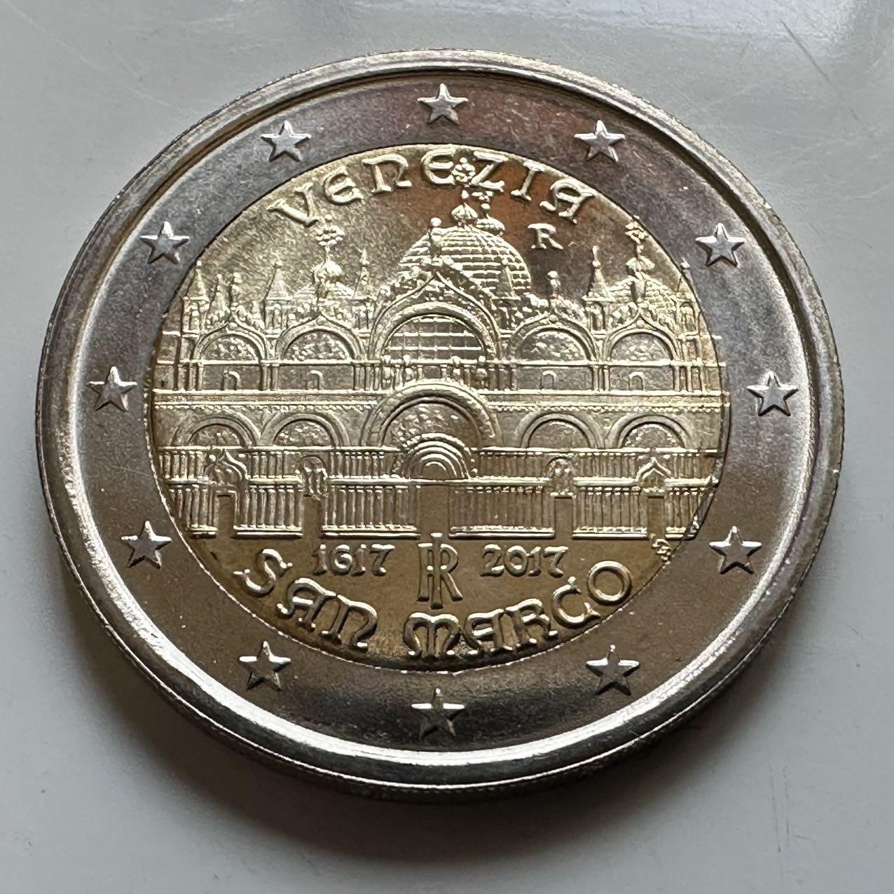 🌹外币初藏🌹🐯2026年第29场   欧元纪念币 接代拍 意大利 2017年 威尼斯圣马可大教堂重建400周年 2欧元双色纪念币