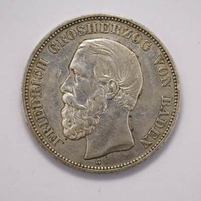 观钱 近现代机制币拍卖No.004（全场顺丰包邮）  -  巴登大公国 1901 年弗里德里希一世 5 马克银币
