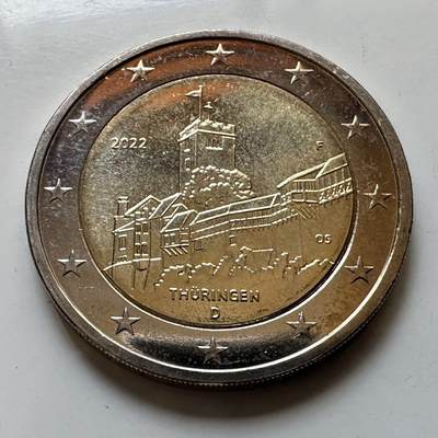🌹外币初藏🌹🐯2026年第29场   欧元纪念币 接代拍 - 德国 2022年 图林根州 2欧元双色纪念币