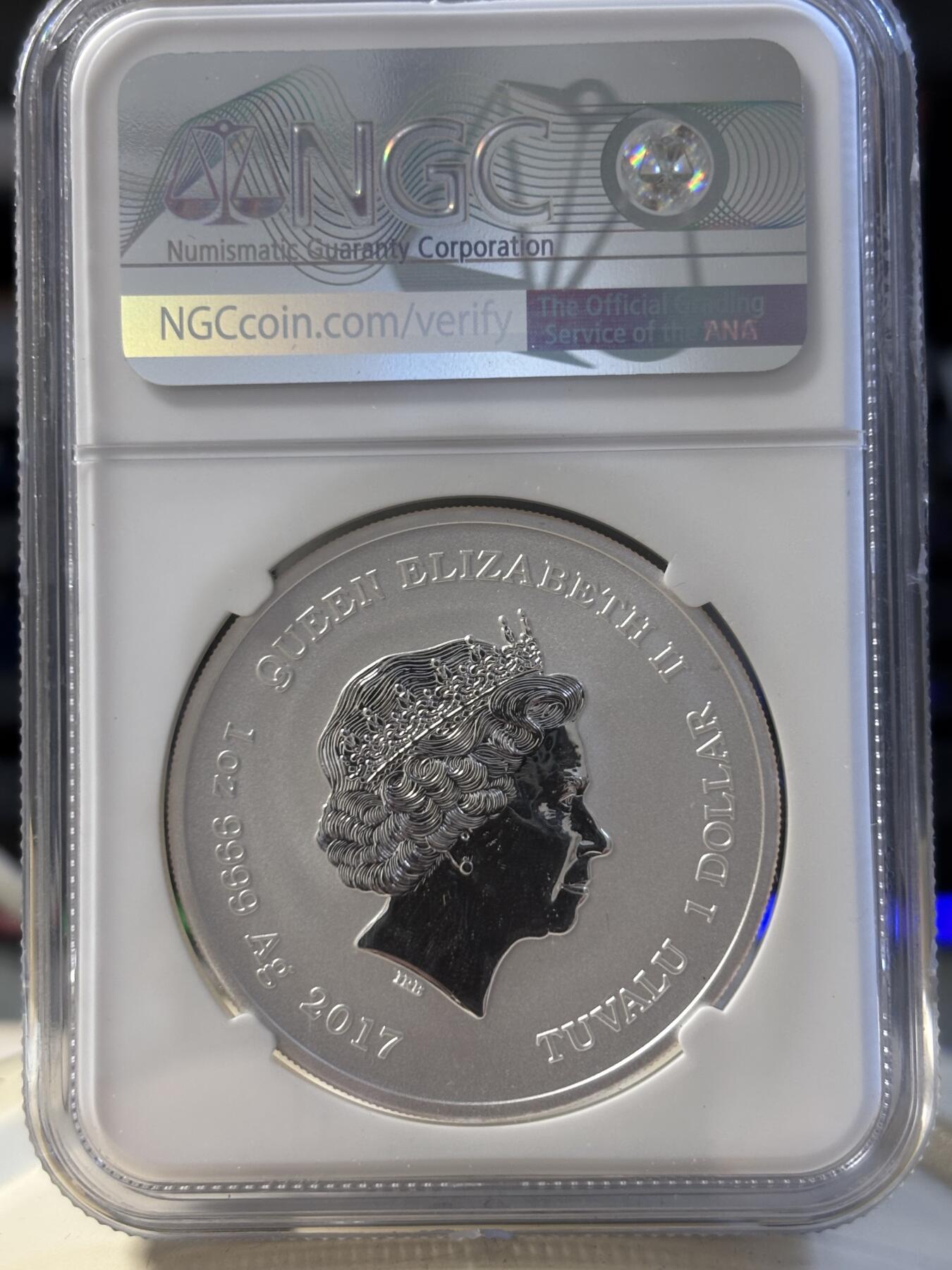 第194期拍卖 图瓦卢2017漫威超级英雄蜘蛛侠纪念银币NGC-MS70，9999银，1盎司，发行50000枚