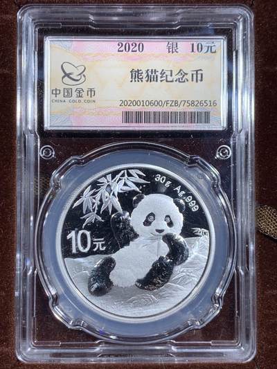 《竞宝斋》第470场 周日，周一，周二 3场连拍 （全场包邮）欢迎送拍 - 中国2020年10元普制银币 熊猫 30克999银 盒证全 中国金币封装