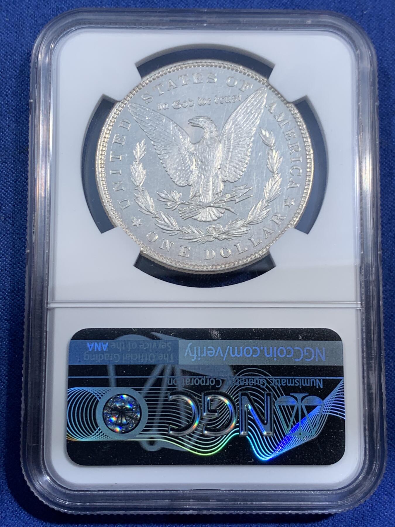 《竞宝斋》第470场 周日，周一，周二 3场连拍 （全场包邮）欢迎送拍 NGC UNCD 美国1896年摩根银币 底板质感不错