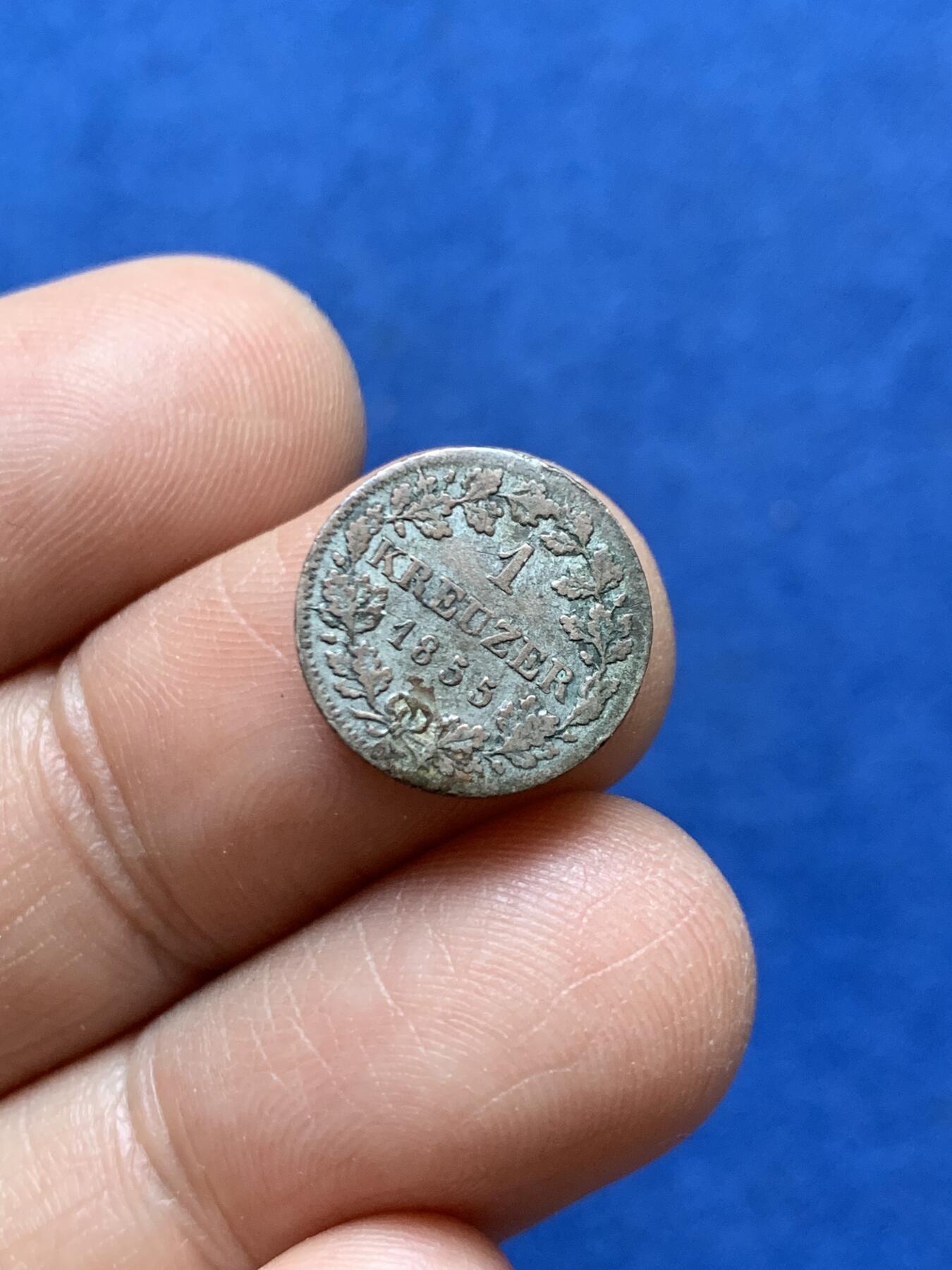 《竞宝斋》第470场 周日，周一，周二 3场连拍 （全场包邮）欢迎送拍 德国巴伐利亚1855年1K小银币 Billon材质