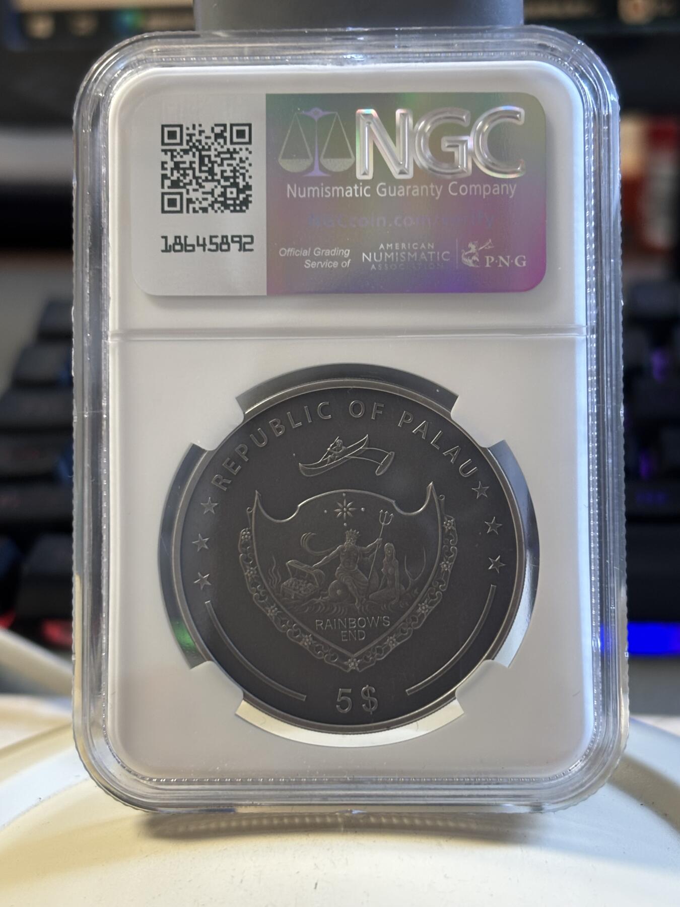 第194期拍卖 帕劳2024年扑克警卫镀金仿古浮雕银币NGC-MS70,9999银，1盎司，发行1111枚