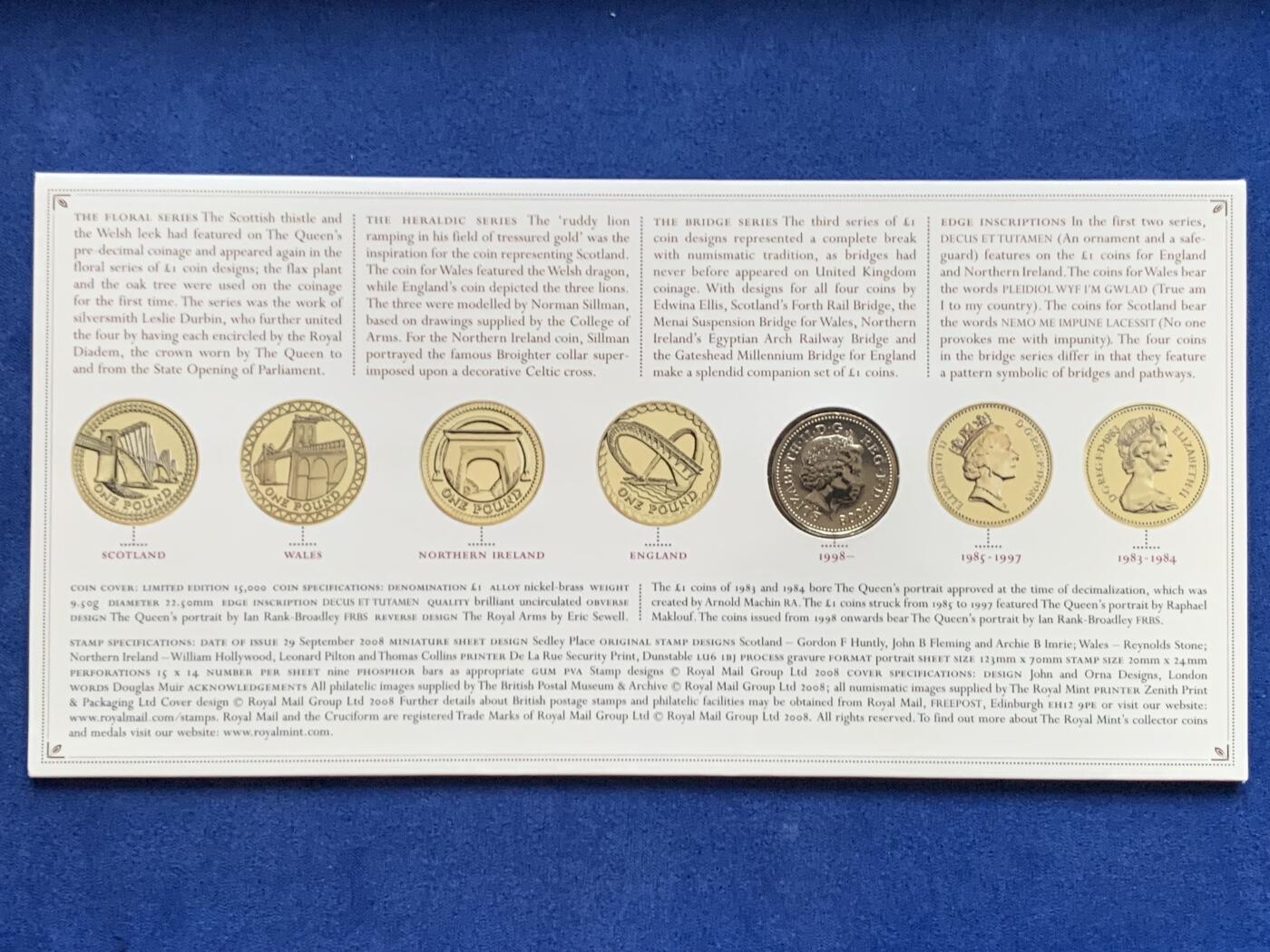 《竞宝斋》第470场 周日，周一，周二 3场连拍 （全场包邮）欢迎送拍 2008年英国1英镑邮币封首日封 最后的国徽 稀少品种