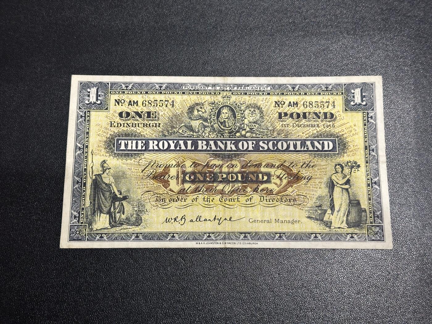 《外钞收藏家》第六百一十八期（精品场）（长期征集拍品、欢迎藏友们联系合作） 1956年苏格兰皇家银行1镑 非全新 品相如图