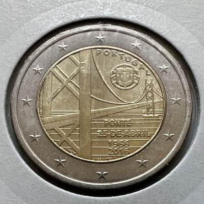 🌹外币初藏🌹🐯2026年第29场   欧元纪念币 接代拍 - 葡萄牙 2016年 大桥50周年 2欧元双色纪念币