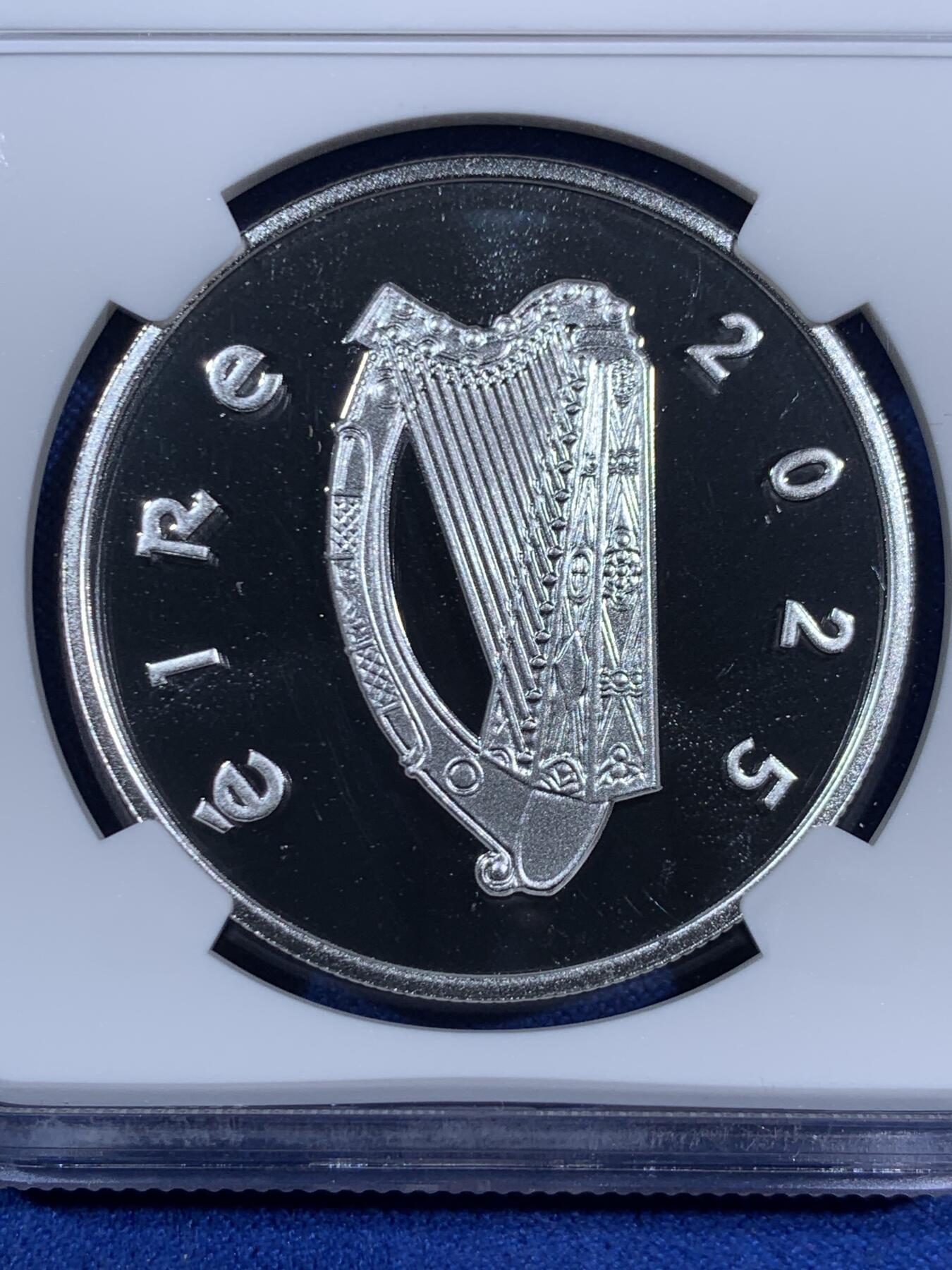 《竞宝斋》第470场 周日，周一，周二 3场连拍 （全场包邮）欢迎送拍 NGC PF69UC 爱尔兰2025年丹尼尔.奥康奈尔诞辰250周年15欧元精制纪念银币（28.28克重，925银，币径38.61MM，限量发行3千枚，盒证齐全）