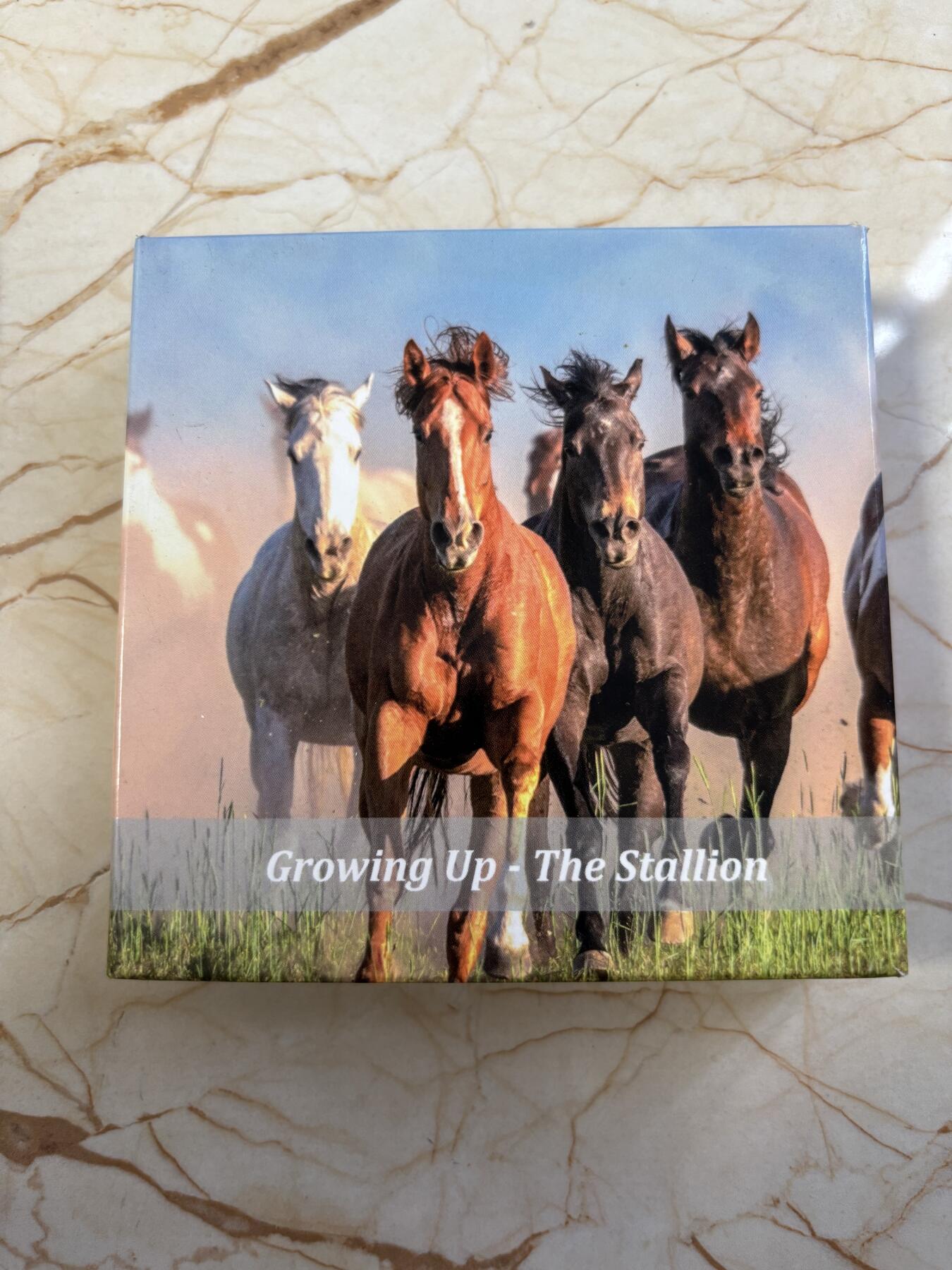 第194期拍卖 加纳2023年成长系列奔马5盎司单面钌化高浮雕银币，999银，发行149枚