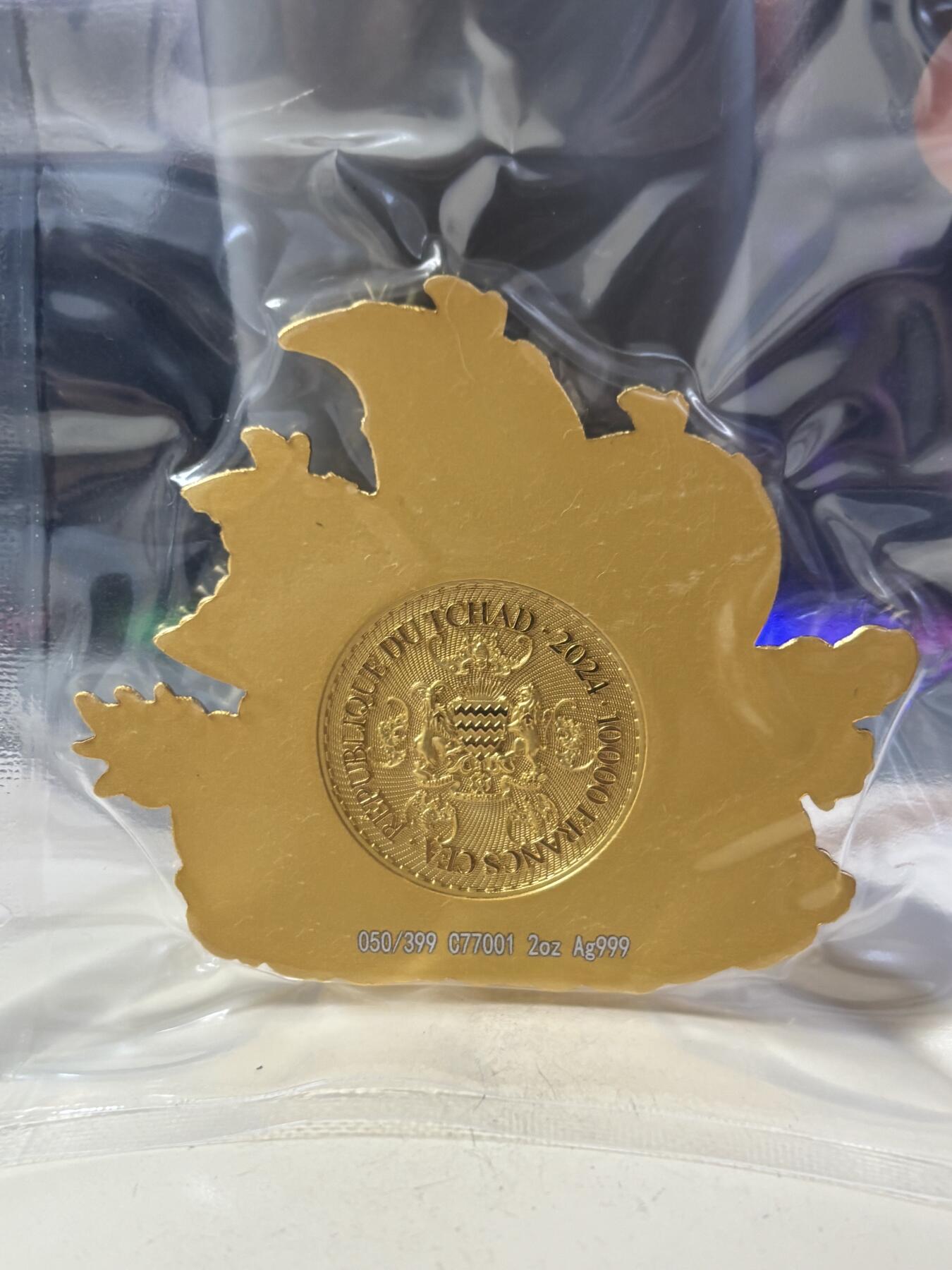 第194期拍卖 乍得2024年一帆风顺2盎司异形镀金纪念银币，9999银，发行399枚