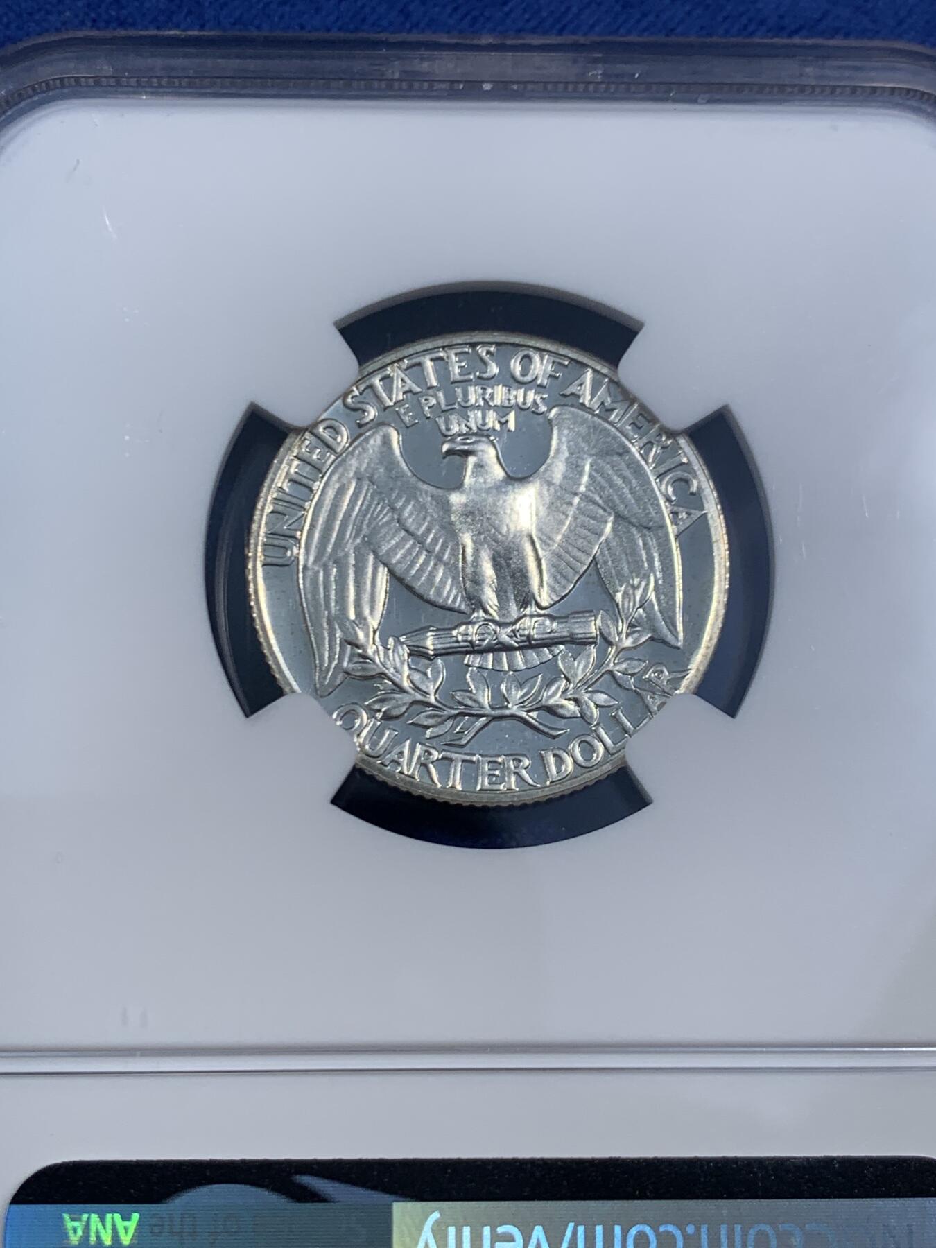 《竞宝斋》第470场 周日，周一，周二 3场连拍 （全场包邮）欢迎送拍 NGC PF68CAMEO 美国1962年华盛顿25分银币 少见精制版本 较少的年份