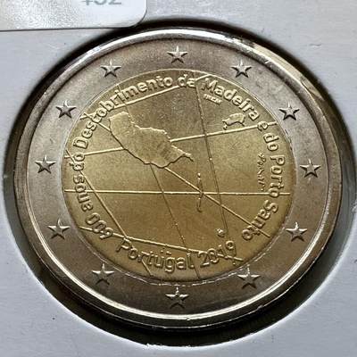 🌹外币初藏🌹🐯2026年第29场   欧元纪念币 接代拍 - 葡萄牙 2019年 马德拉与圣港岛发现600周年 2欧元双色纪念币